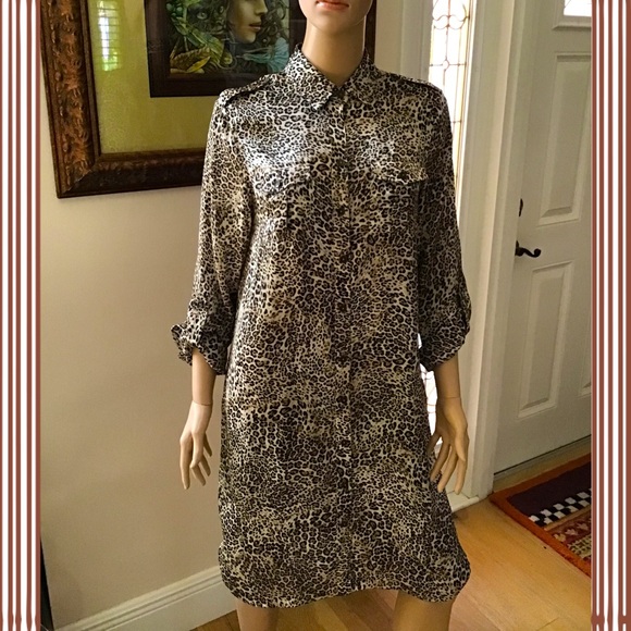 Michael Kors Leopard Print Shirt Dress - Picture 1 of 4
